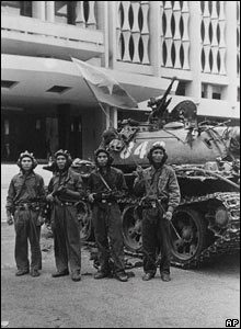 Victorious NVA troops at the Presidential Palace, Saigon