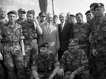 Tuđman visiting Knin Fortress on 6 August 1995, a day after the Croatian Army entered Knin