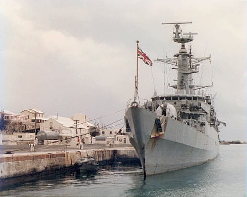 HMS Ambuscade at the Royal Naval Dockyard in 1988.