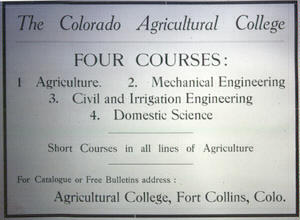 Colorado Agricultural College advertisement