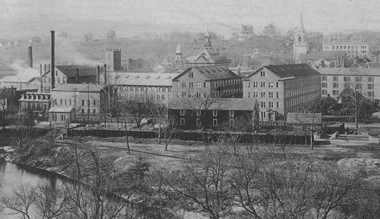 Goodyear Metallic Rubber Shoe Company & Downtown Naugatuck (c. 1890)