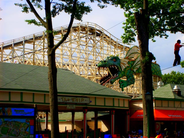 The wooden Dragon Coaster is a signature component of Playland Amusement Park, a National Historic Landmark that dates back to 1927.