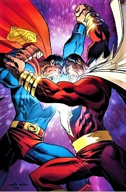 Captain Marvel vs. Superman on the cover of Superman Giant #4 (2018). Art by Andy Kubert.