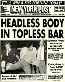 One of the paper's most famous headlines, from the edition of April 15, 1983