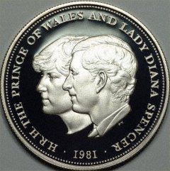The wedding of Charles and Diana commemorated on a 1981 British Crown