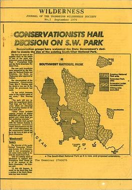 The first TWS Journal, 1976, which included an article by a "Dr Robert Brown" describing rafting the Franklin River early that year