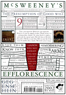 Cover of Issue 9 of Timothy McSweeney's Quarterly Concern, published in 2002.