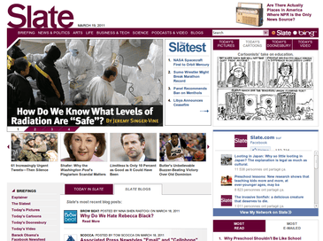 The design of Slate's homepage from 2006 to 2013