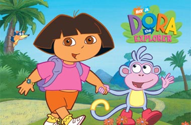 From left to right: Swiper (in background), Dora, and Boots