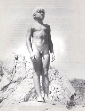 Ten-year-old Warren Raum posed naked for this production still, which was included in the program accompanying the film's limited theatrical release.