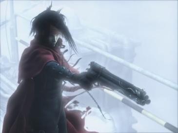 Vincent's cape took many adjustments to perfect for Advent Children, and his gun was transformed to reflect his new role as the protagonist for Dirge of Cerberus