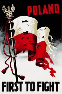 British wartime poster supporting Poland after the German invasion of the country (European theater)