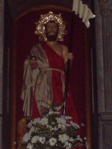 St. Jerome image displayed at the main altar of the church during his feast day.