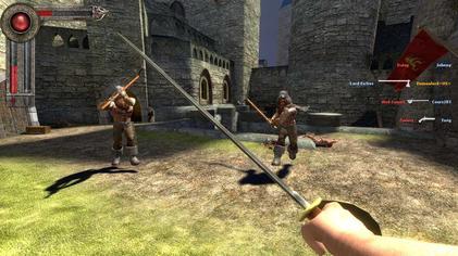 Pirates, Vikings and Knights II in play: two Viking berserkers attack a pirate skirmisher.
