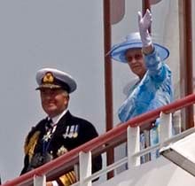 The Queen and Admiral Sir Alan West during a Fleet Review