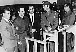 Alexandros Panagoulis on trial in front of the junta justice system.