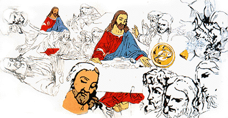 Images of Jesus from The Last Supper cycle (1986). Warhol made almost 100 variations on the theme, which the Guggenheim felt "indicates an almost obsessive investment in the subject matter."