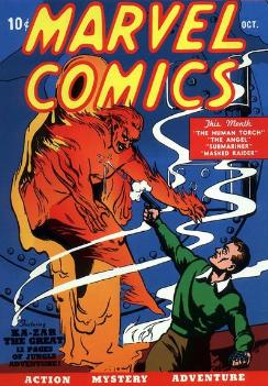 Marvel Comics #1 (Oct. 1939), the first comic from Marvel precursor Timely Comics. Cover art by Frank R. Paul.