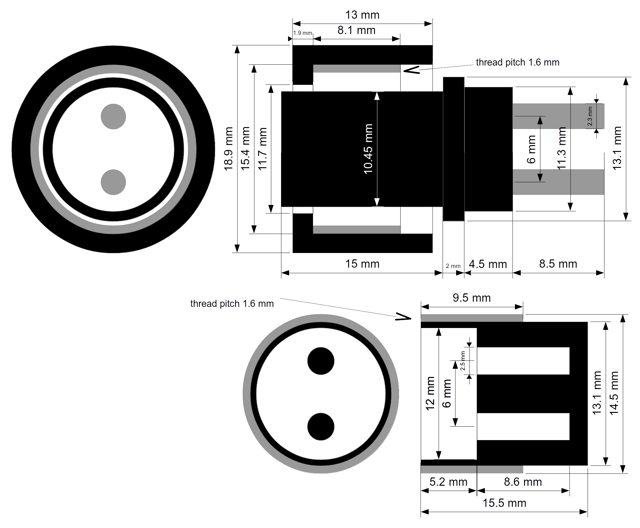 Outdoor light system connector dimensions