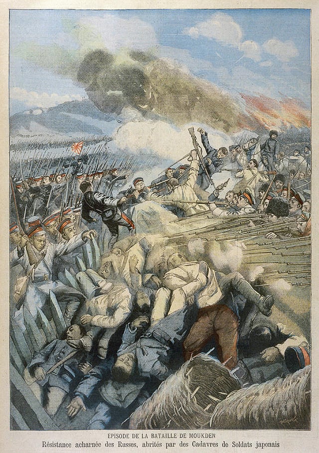 An illustration of a Japanese assault during the Battle of Mukden