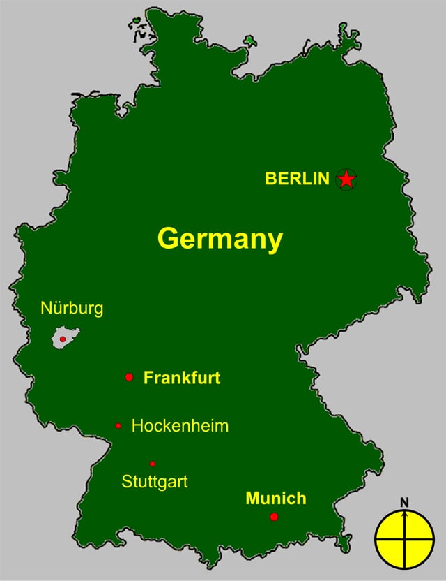 Relative location of the Nürburgring. (around Nürburg, not to scale).