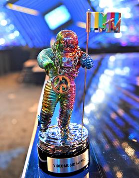The redesigned moonman by Jeremy Scott at the 2015 MTV Video Music Awards.