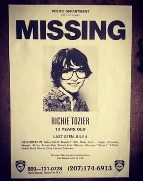 Muschietti shared a photo of a missing person poster featuring Richie Tozier. The poster lists all of the character's information, as part of It's marketing campaign.