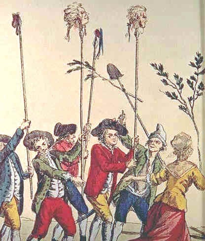 Aristocratic heads on pikes — a cartoon from the French Revolution