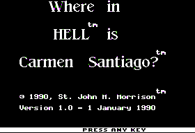 The opening screen of the game