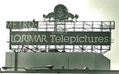The MGM sign being dismantled once Lorimar took control of the studio lot