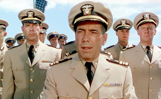 As an actor, Bogart's only major part as a US Navy man came late in his career as the paranoid Capt. Queeg in The Caine Mutiny in 1954.