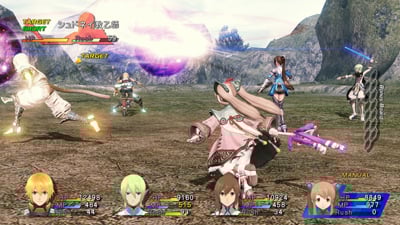Edge, Faize, Reimi and Lymle attacking enemies in Star Ocean: The Last Hope International