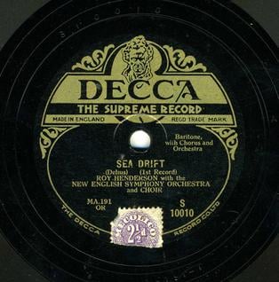 Original 1929 Decca release of Sea Drift by Delius, first published recording of the work, but deleted by 1936