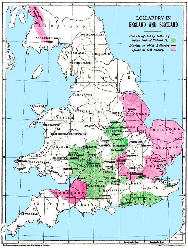 Spread of Lollardy in medieval England and medieval Scotland.