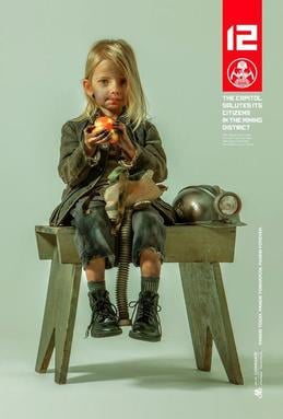 The District 12 Heroes poster, representing the district's industry of mining as part of 'The Capitol' viral marketing campaign.