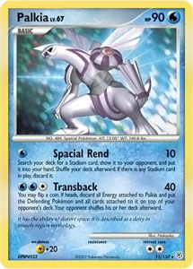 Palkia, the Spacial Pokémon Trading Card Game card from Pokémon TCG Diamond and Pearl.