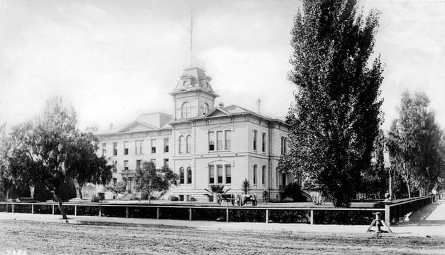 St. Vincent's College, second building by Pershing Square, ca 1875.