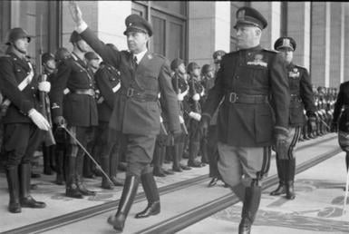 Ante Pavelić and Benito Mussolini in 1941 when Italy recognized Croatia as a sovereign state