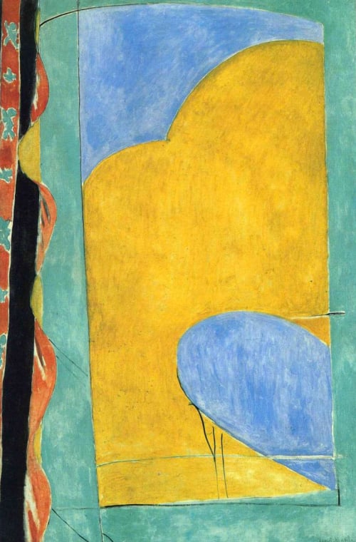 Henri Matisse, The Yellow Curtain, 1915, Museum of Modern Art. With his Fauvist color and drawing Matisse comes very close to pure abstraction.