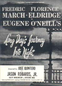 Window card for the 1956 Broadway production of Long Day's Journey into Night starring Fredric March and Florence Eldridge