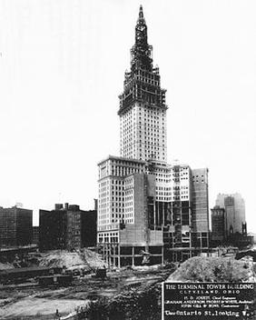 Cleveland's iconic Terminal Tower under construction in 1927.