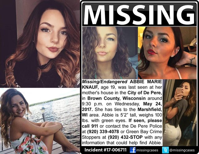 Poster to help find Abbie Knauf.
