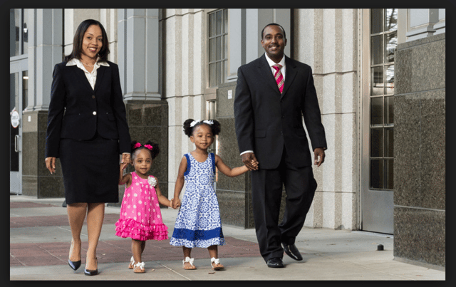 Her husband and two children