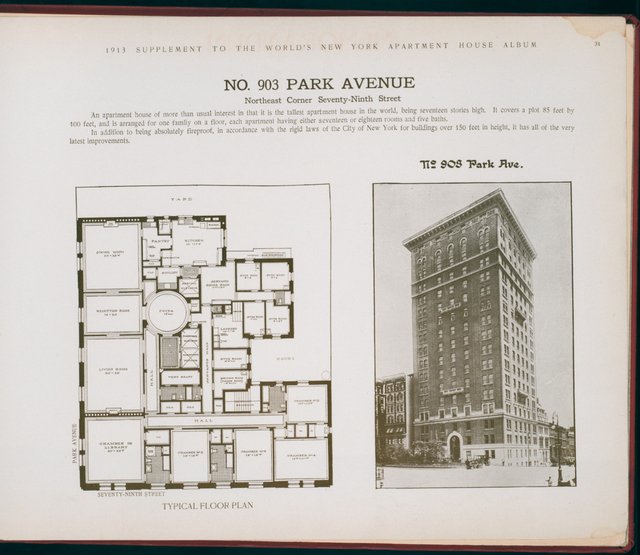 903 Park Avenue: World's Tallest Apartment House in 1914.