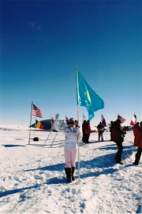 Kudaybergenova in Antarctica, picture from Marie Claire Kazakhstan Interview article