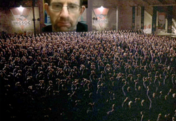 A popular meme on Twitter, where Big Brother from 1984 is replaced with an image of Ben Nimmo