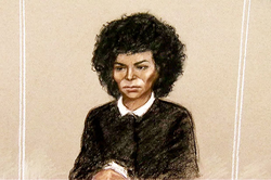 Sketch of Berlinah Wallace in court