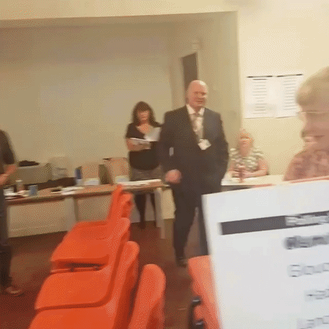 Lighting up at a polling station