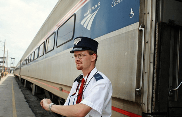 Photo of Brandon while he works at Amtrak.