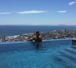 Brandon Hiemstra at a pool in Cape Town.